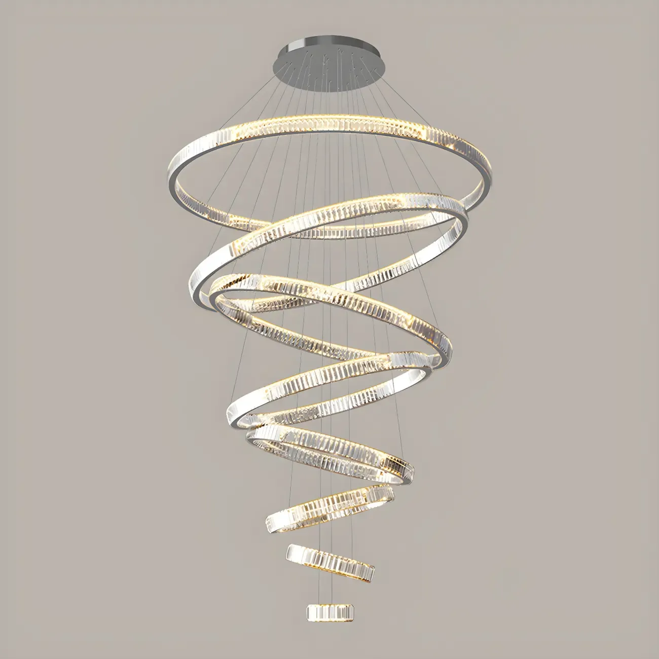 Gold Spiral Crystal Glass Modern Linear Chandelier Image - 11