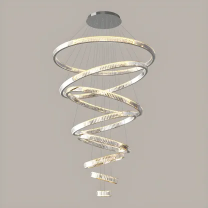 Gold Spiral Crystal Glass Modern Linear Chandelier Image - 11