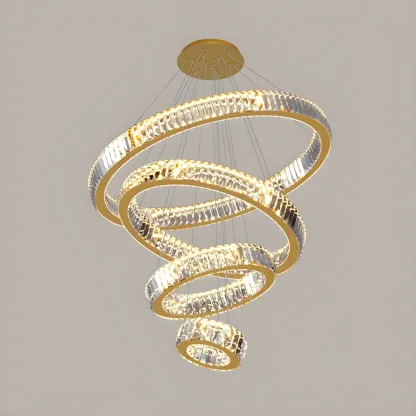 Gold Spiral Crystal Glass Modern Linear Chandelier Image - 12