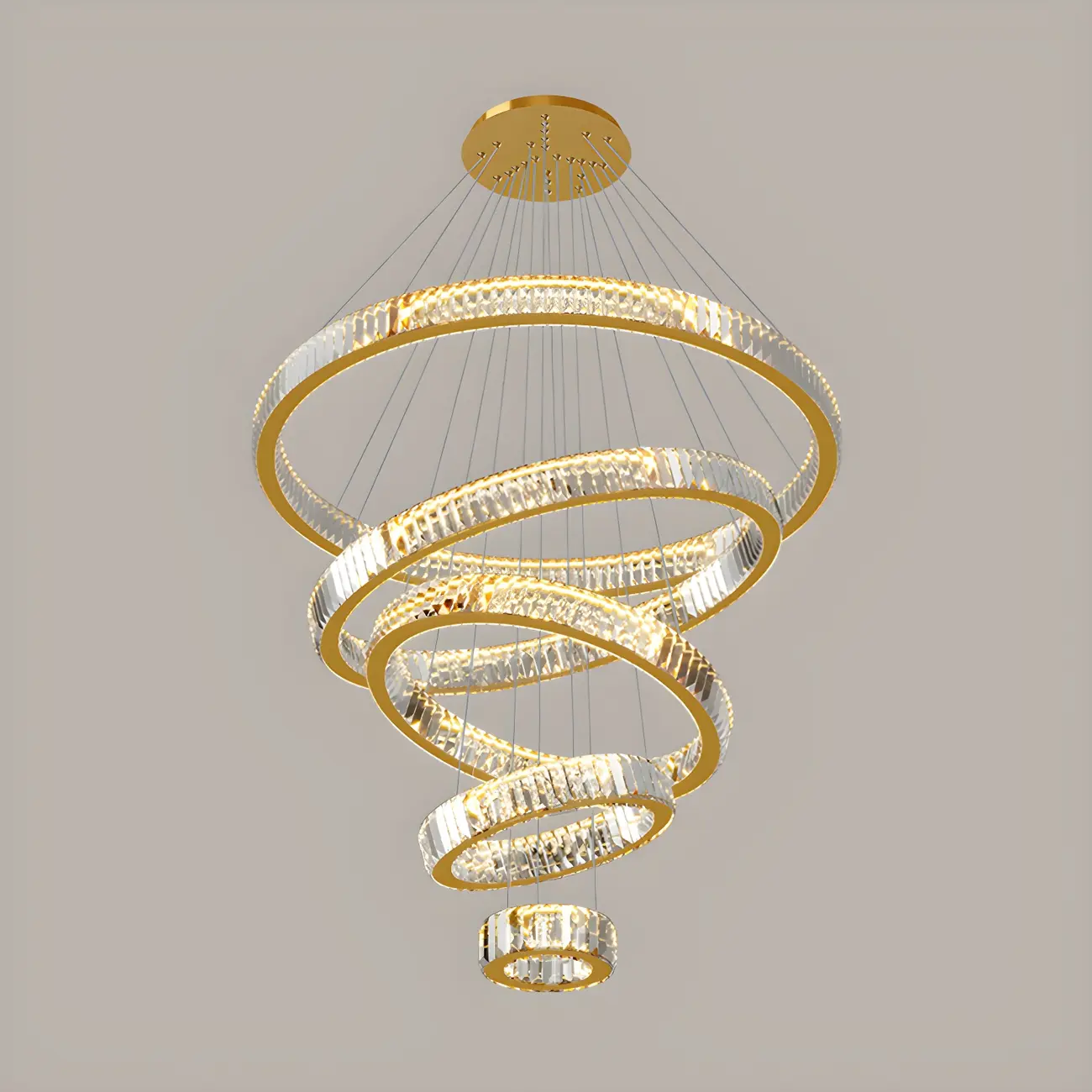 Gold Spiral Crystal Glass Modern Linear Chandelier Image - 14 | homeyfad