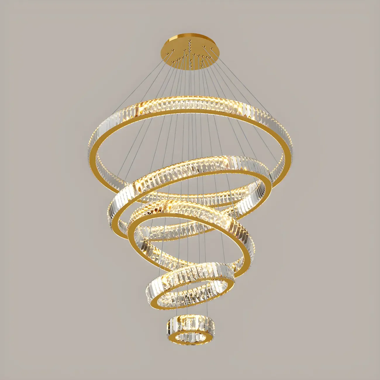 Gold Spiral Crystal Glass Modern Linear Chandelier Image - 14