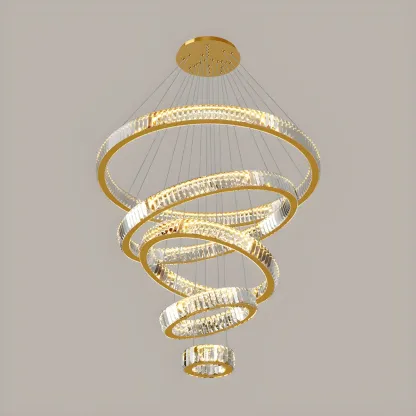 Gold Spiral Crystal Glass Modern Linear Chandelier Image - 14
