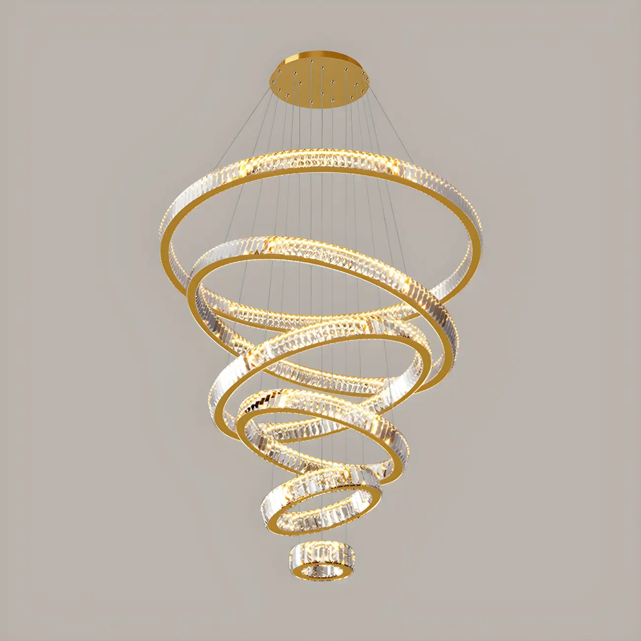 Gold Spiral Crystal Glass Modern Linear Chandelier Image - 16 | homeyfad