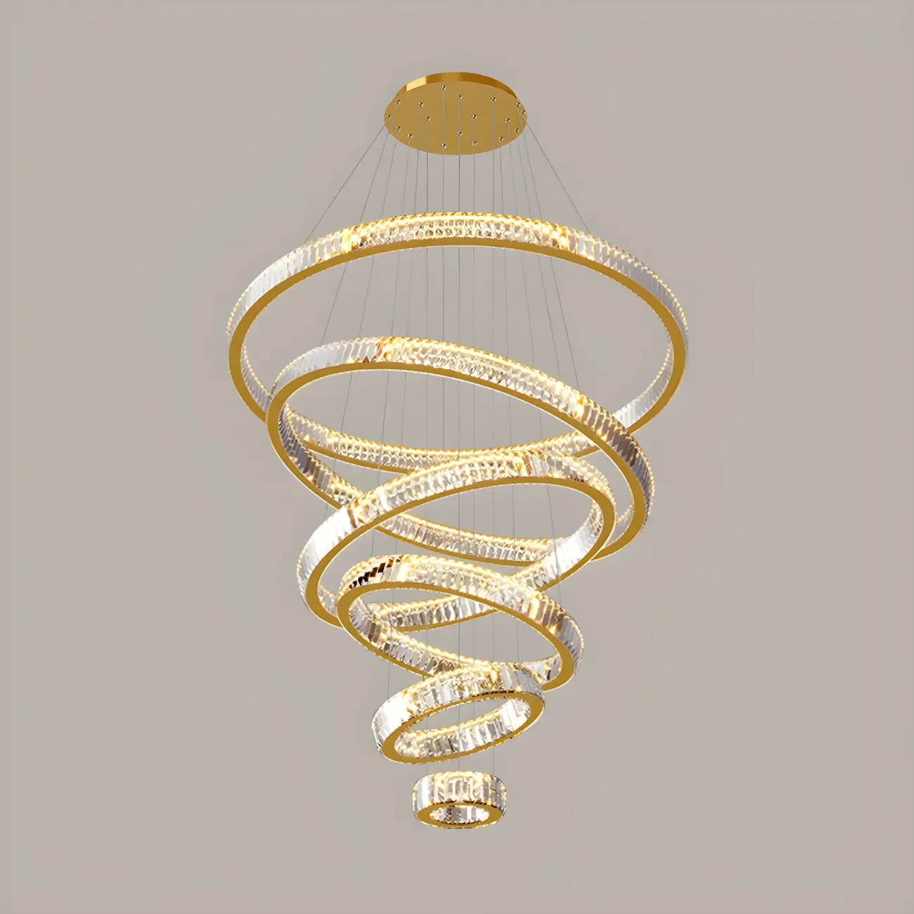 Gold Spiral Crystal Glass Modern Linear Chandelier Image - 16