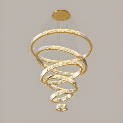 Gold Spiral Crystal Glass Modern Linear Chandelier Image - 16