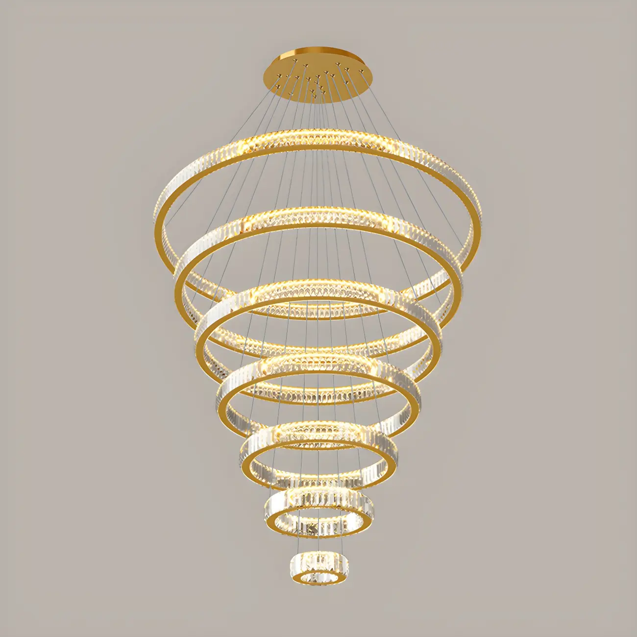 Gold Spiral Crystal Glass Modern Linear Chandelier Image - 18 | homeyfad