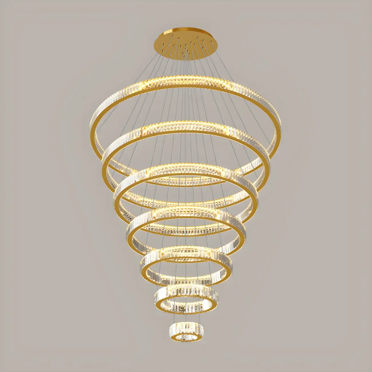 Gold Spiral Crystal Glass Modern Linear Chandelier Image - 18