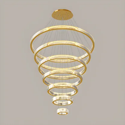 Gold Spiral Crystal Glass Modern Linear Chandelier Image - 18