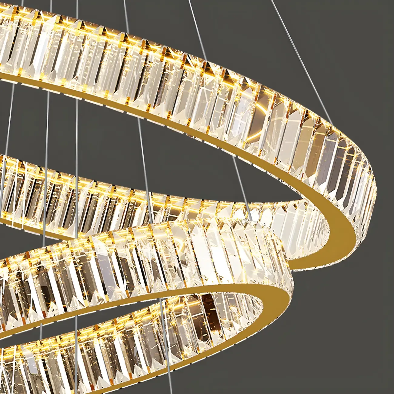 Gold Spiral Crystal Glass Modern Linear Chandelier Image - 19