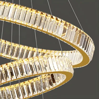 Gold Spiral Crystal Glass Modern Linear Chandelier Image - 19
