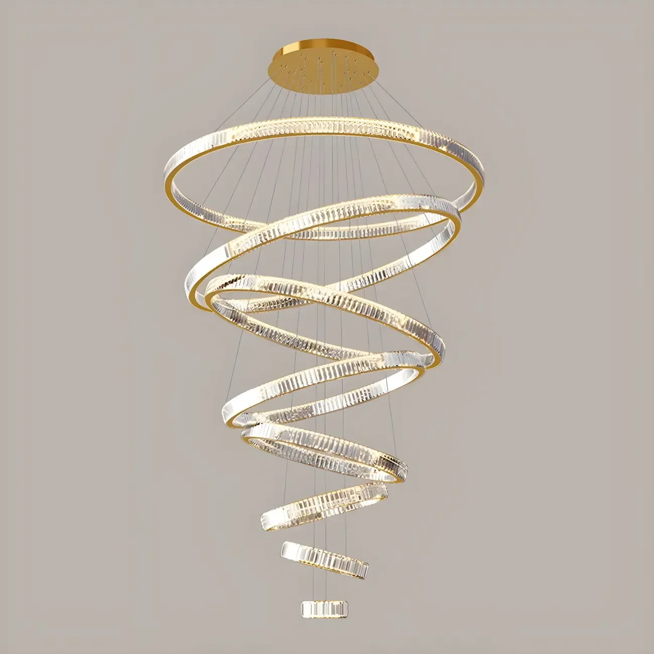 Gold Spiral Crystal Glass Modern Linear Chandelier Image - 20