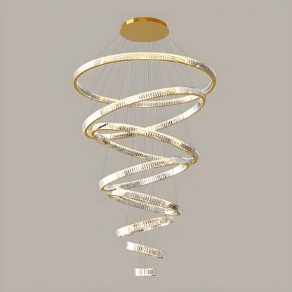 Gold Spiral Crystal Glass Modern Linear Chandelier Image - 20