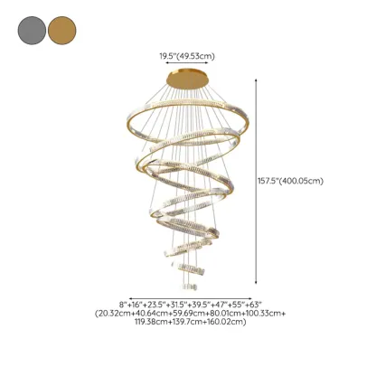 Gold Spiral Crystal Glass Modern Linear Chandelier Image - 26