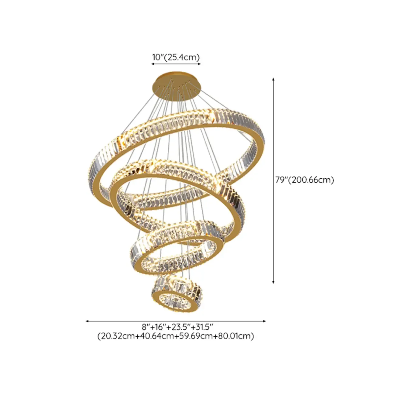 Gold Spiral Crystal Glass Modern Linear Chandelier Image - 27