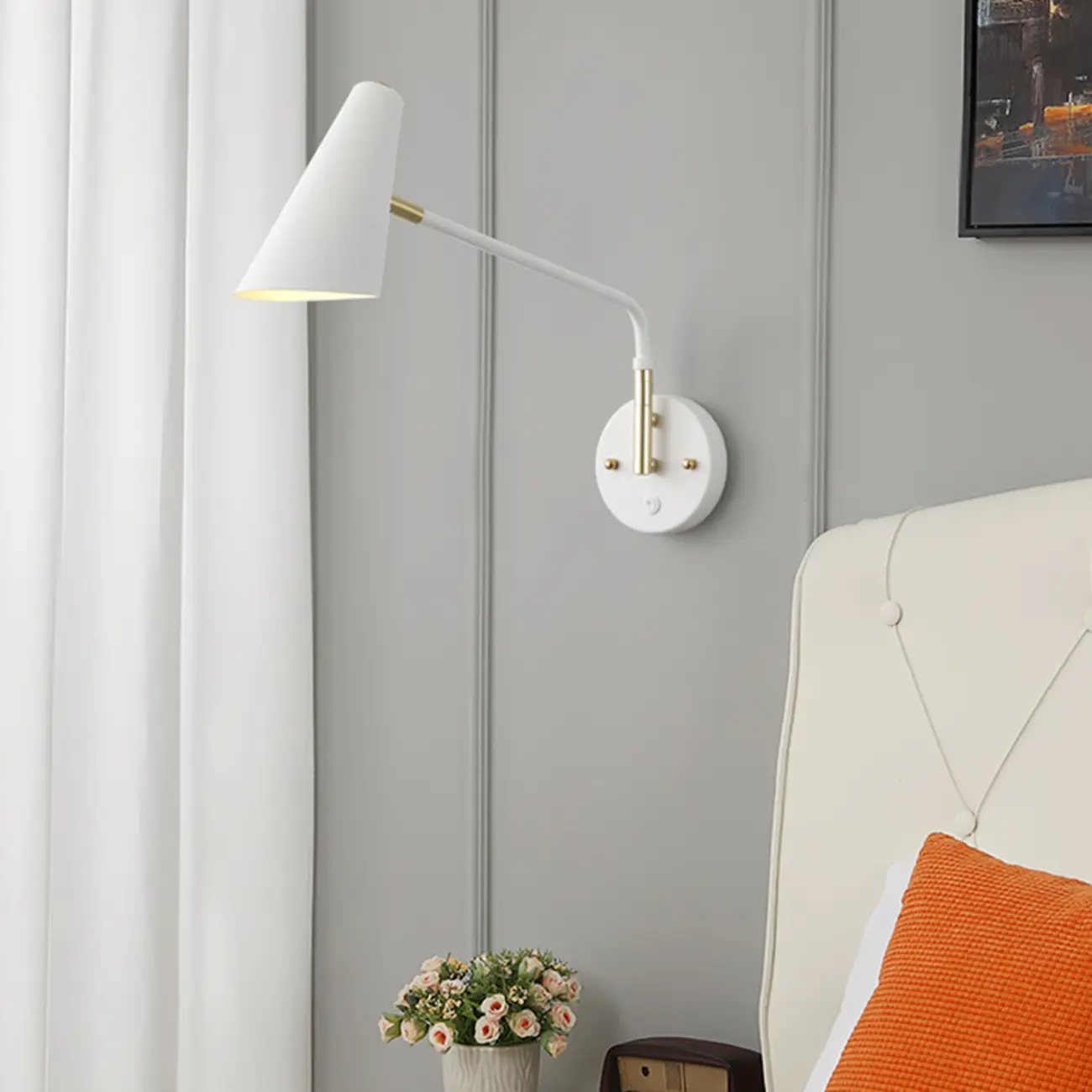 Modern White Metal Adjustable Swing Arm Wall Light Image - 1 | homeyfad