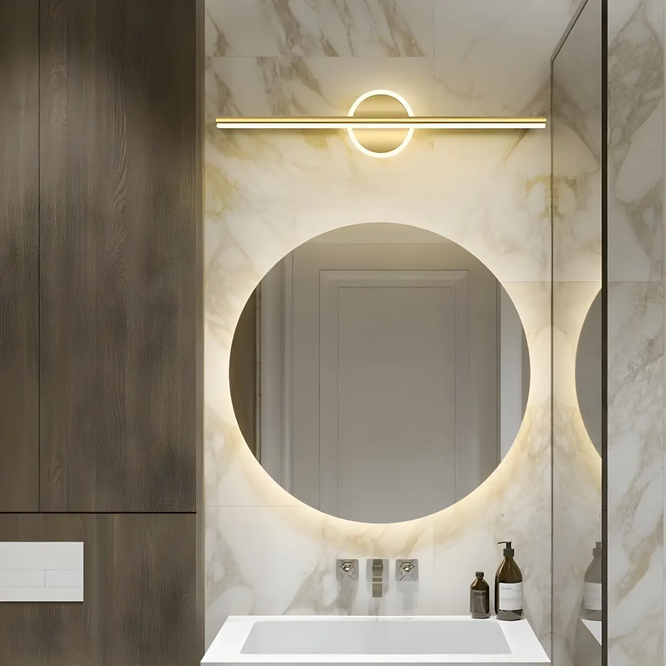 Gold 2-Light Geometric Residential Metal Vanity Light Image - 1 | homeyfad