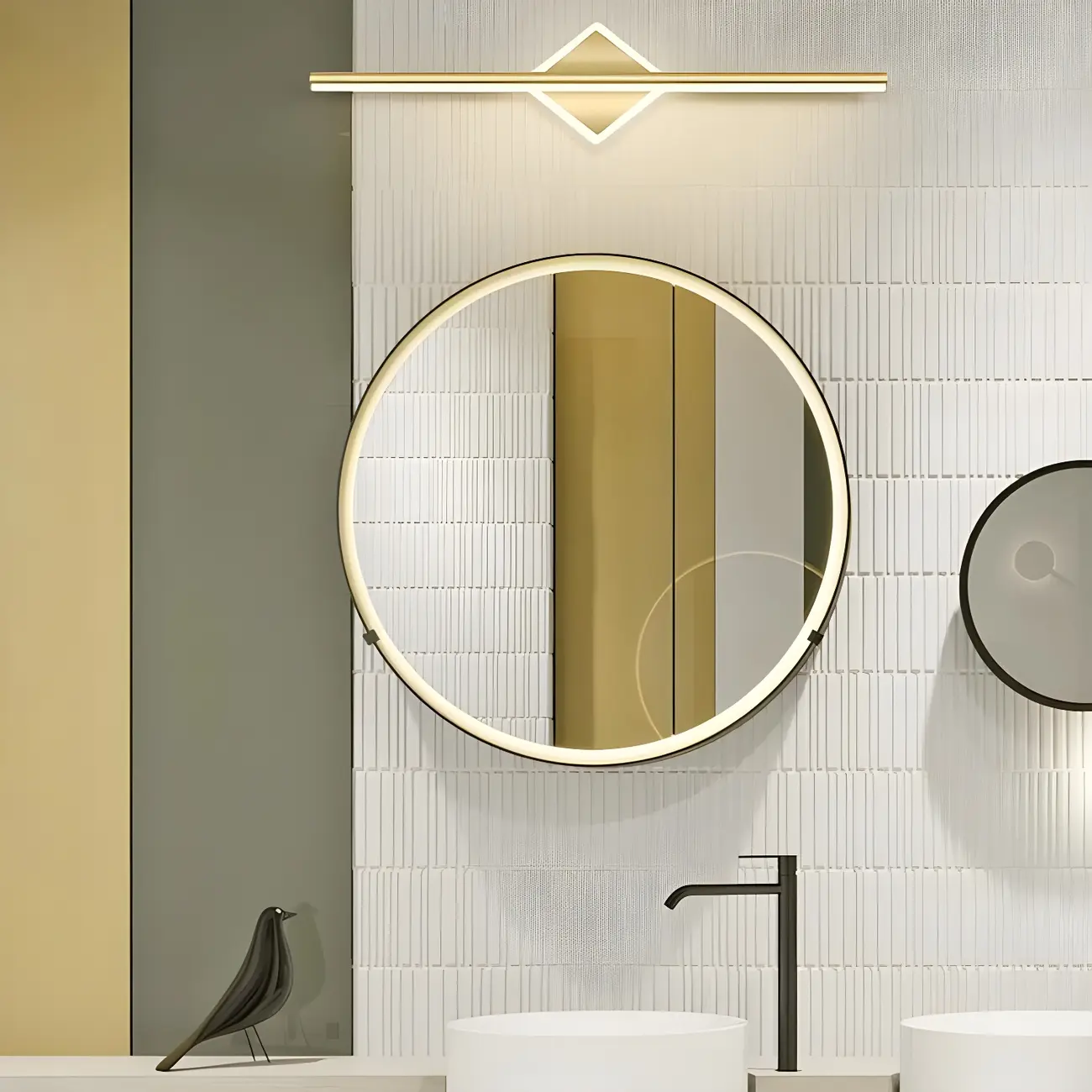 Gold 2-Light Geometric Residential Metal Vanity Light Image - 2 | homeyfad