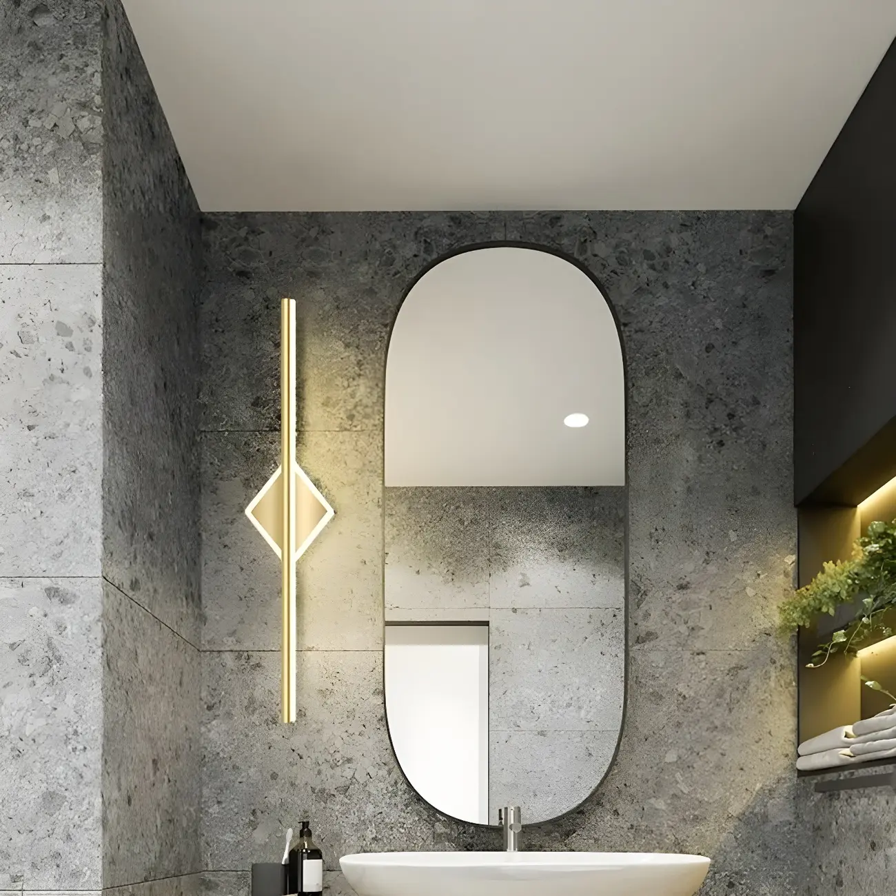 Gold 2-Light Geometric Residential Metal Vanity Light Image - 5 | homeyfad