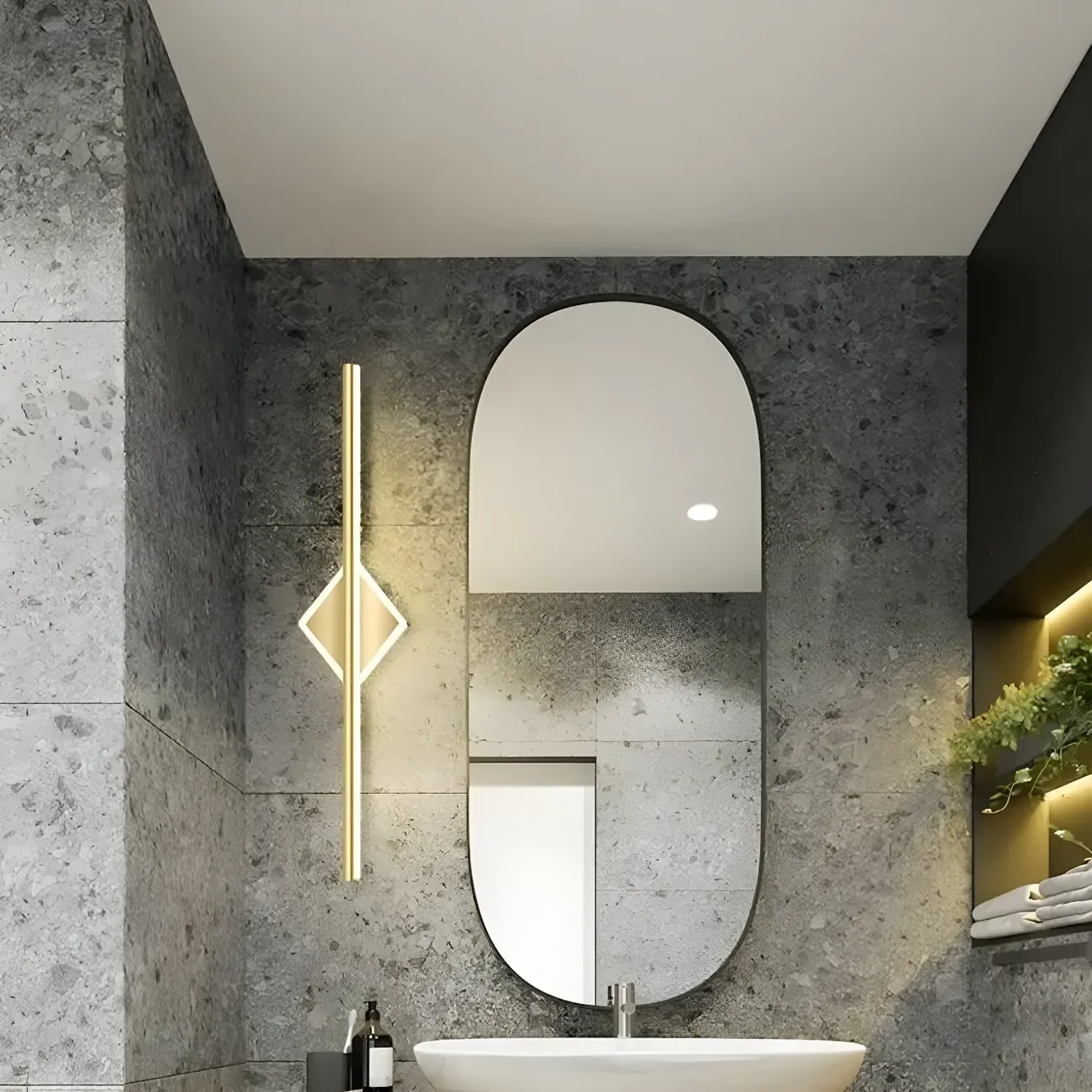 Gold 2-Light Geometric Residential Metal Vanity Light Image - 5