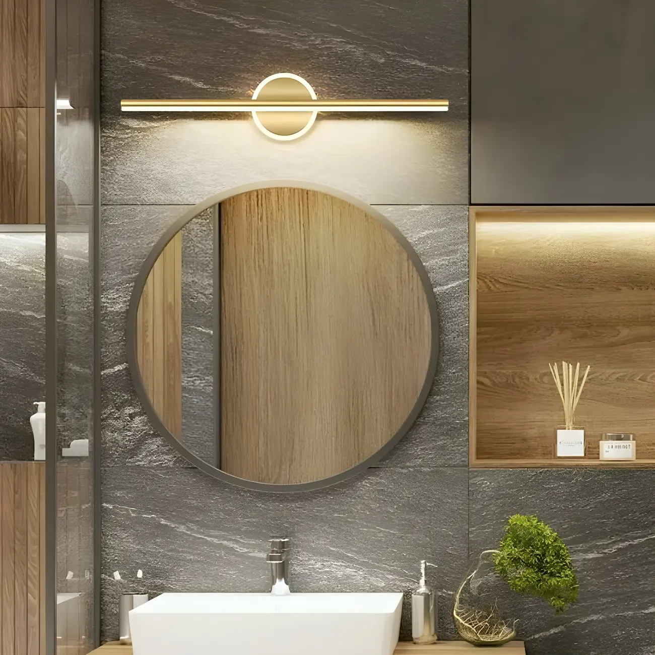 Gold 2-Light Geometric Residential Metal Vanity Light Image - 4 | homeyfad