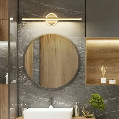 Gold 2-Light Geometric Residential Metal Vanity Light Image - 4