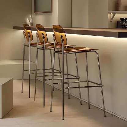 Modern Metal Counter Height Acrylic Bar Stools Image - 3
