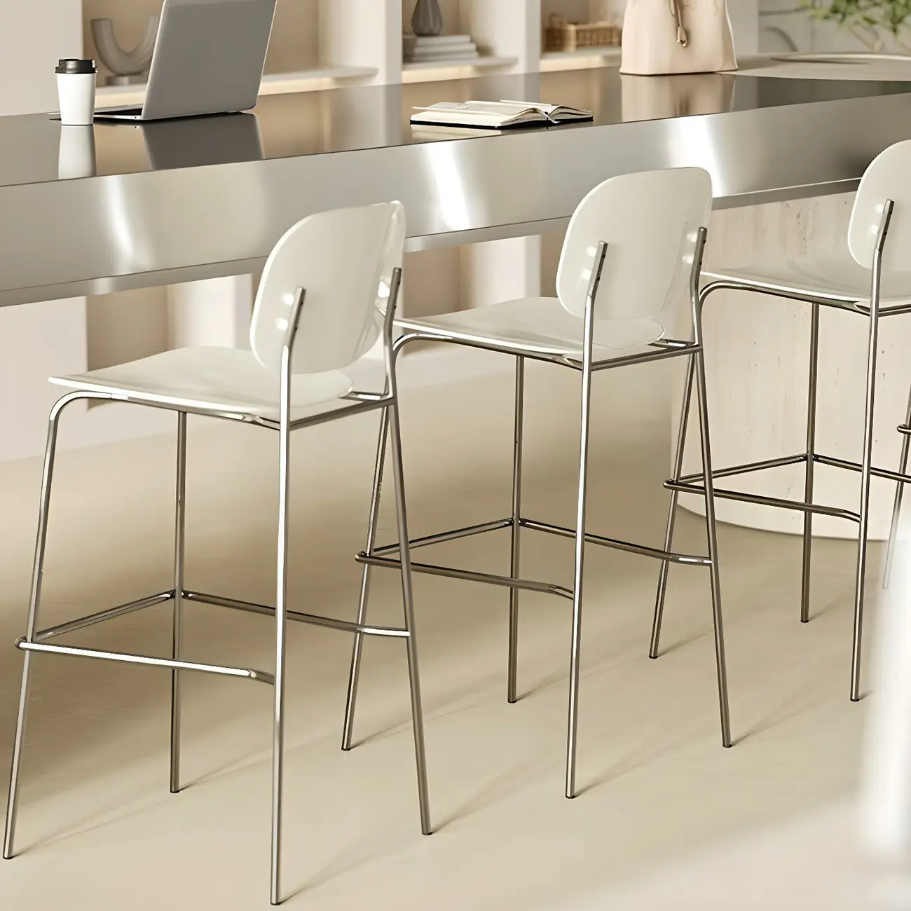 Modern Metal Counter Height Acrylic Bar Stools Image - 7 | homeyfad