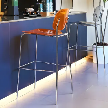 Modern Metal Counter Height Acrylic Bar Stools Image - 4