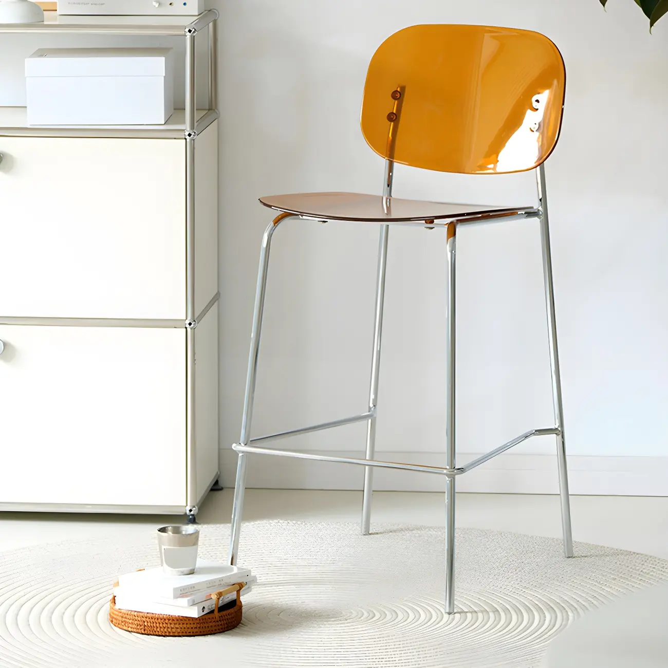 Modern Metal Counter Height Acrylic Bar Stools Image - 2 | homeyfad