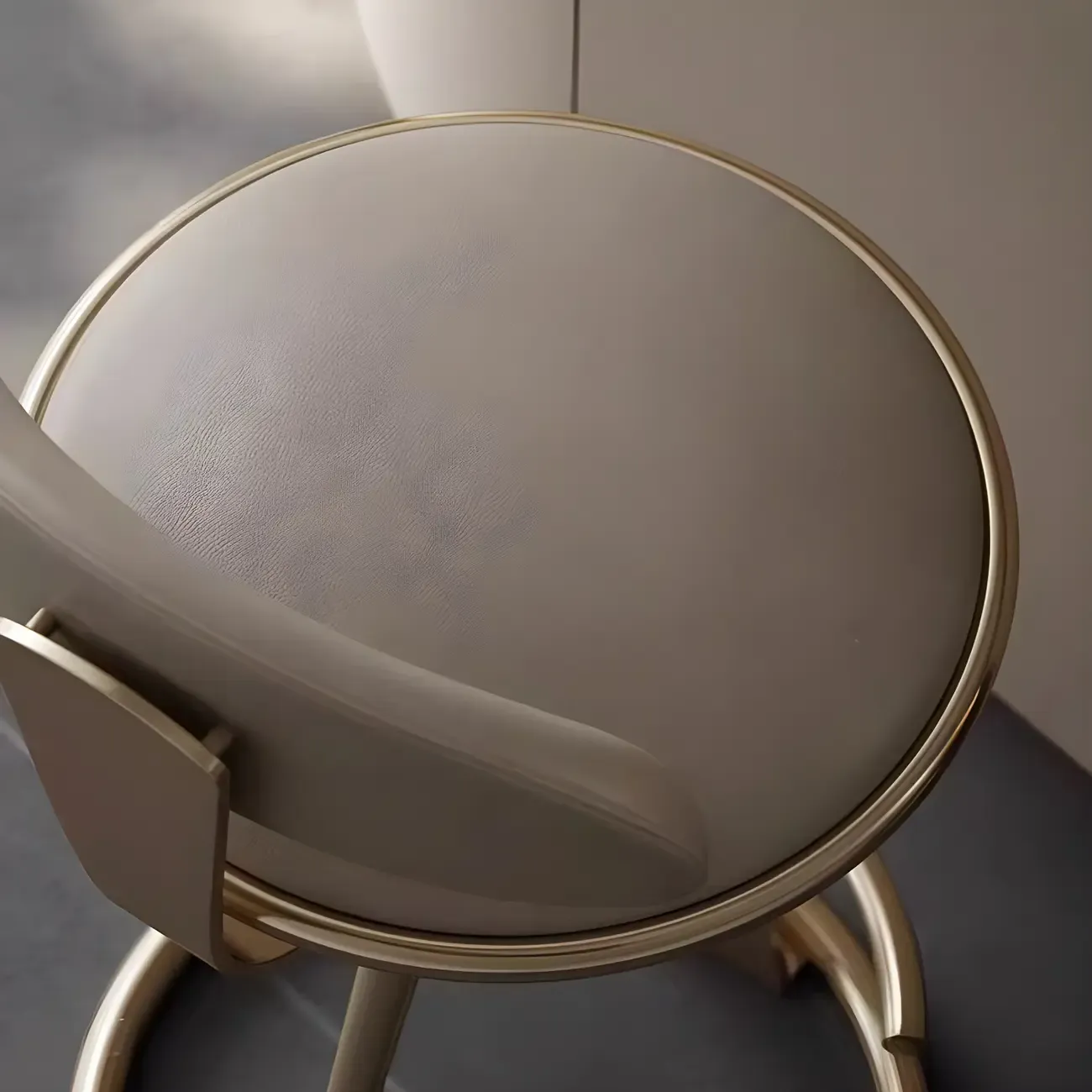 Luxury Gold Metal Frame Sleek Beige Leather Bar Stool Image - 6