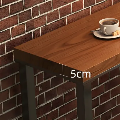 Brown Rectangular Pine Wood Bar Table with Steel Base Image - 4