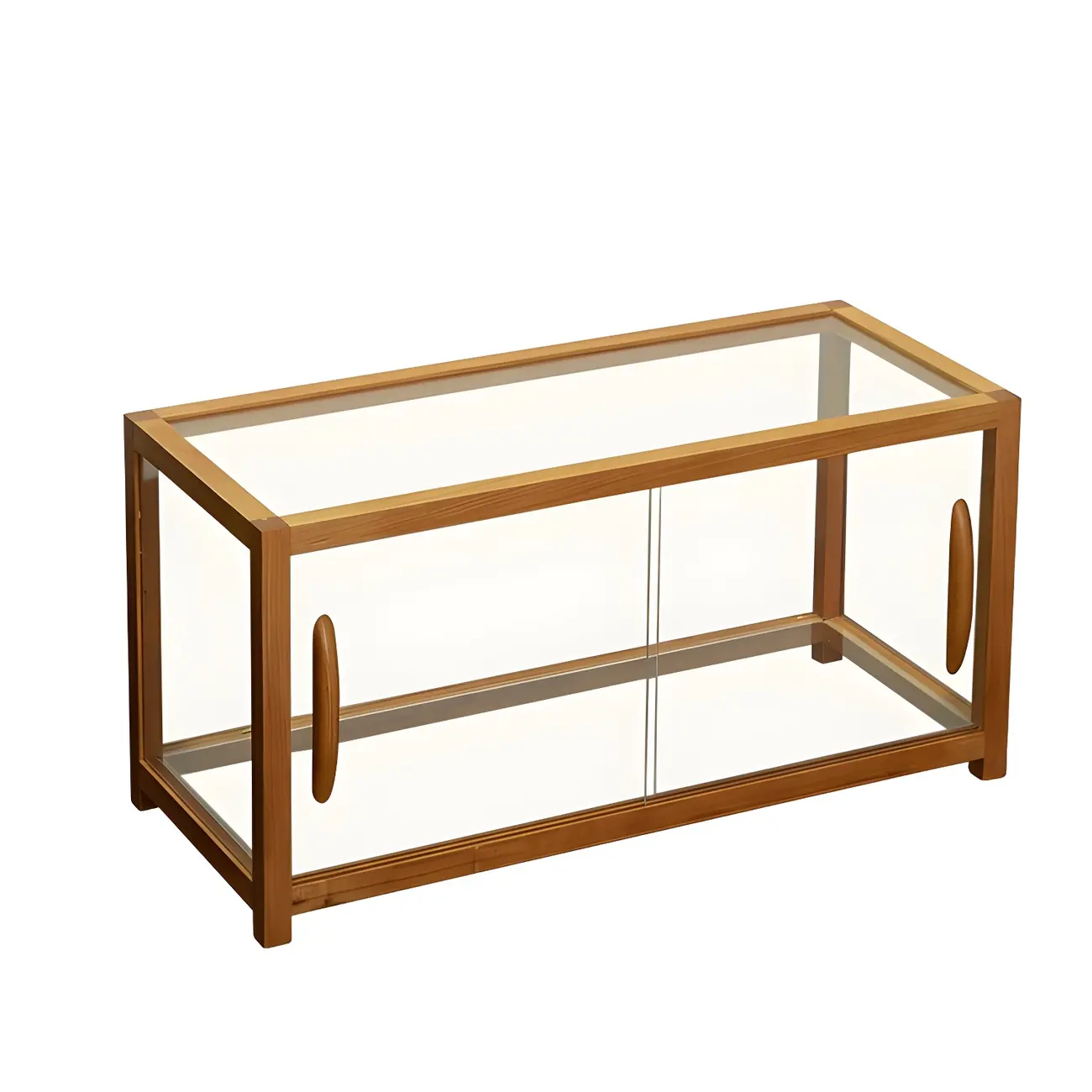 Elegant Wooden Table Top Curio Cabinet with Sliding Doors Image - 10 | homeyfad