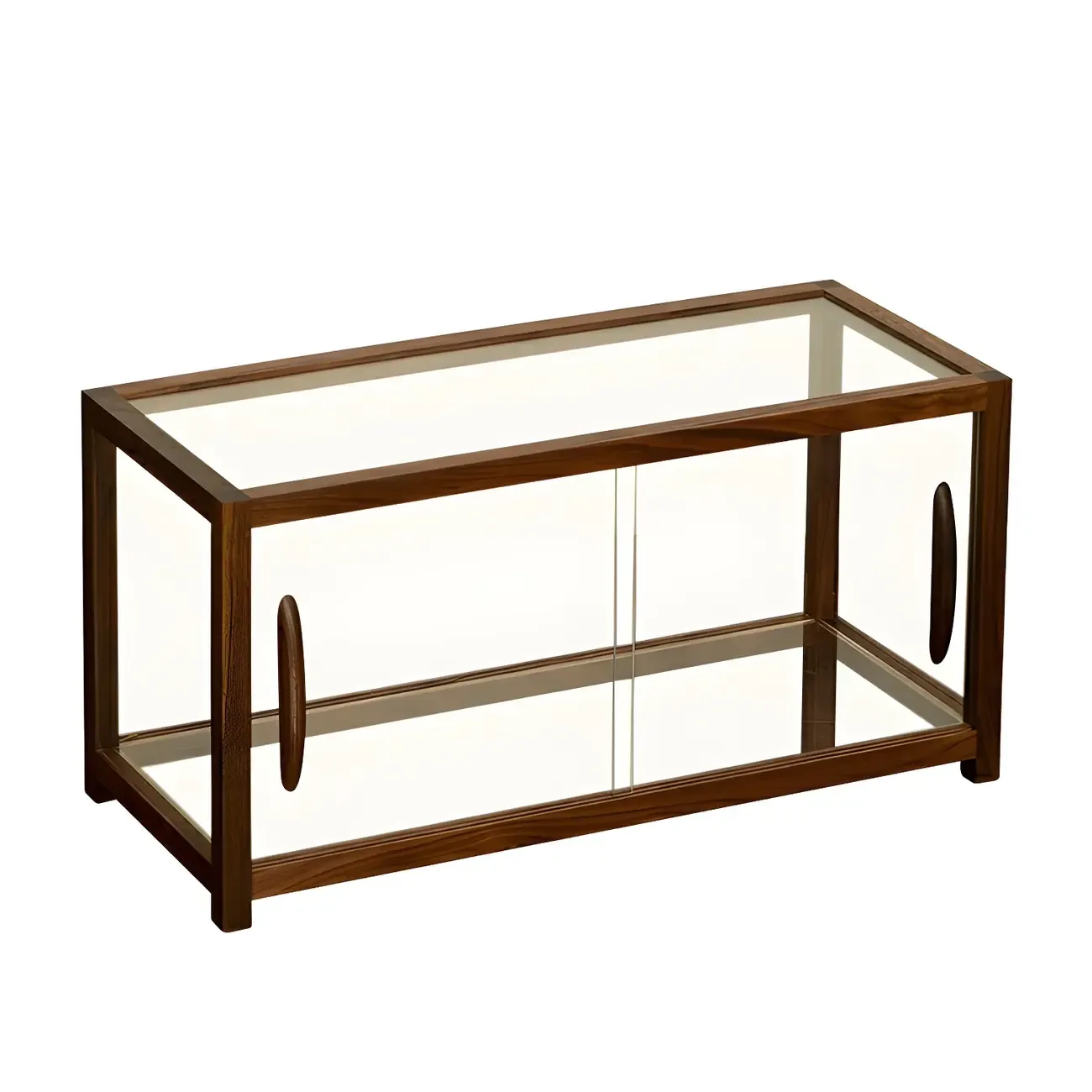 Elegant Wooden Table Top Curio Cabinet with Sliding Doors Image - 2