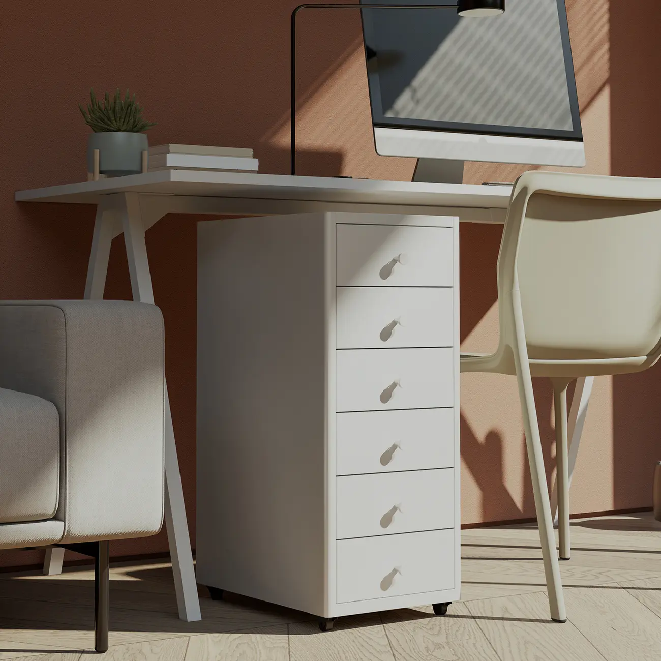 Minimalist Steel Freestanding Filing Cabinet with Drawers for Office Image - 2 | homeyfad