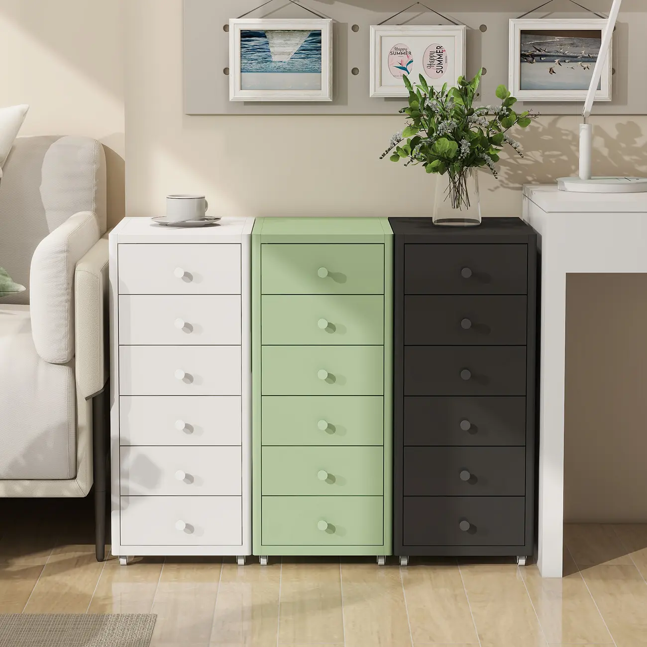 Minimalist Steel Freestanding Filing Cabinet with Drawers for Office Image - 1 | homeyfad