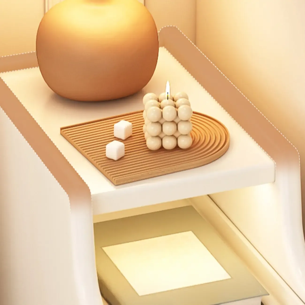 Narrow White Wood 2 Shelves Nightstand Image - 11 | homeyfad