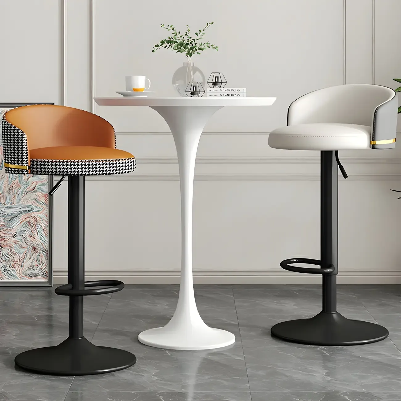 Modern Faux Leather Adjustable Luxury Bar Stool