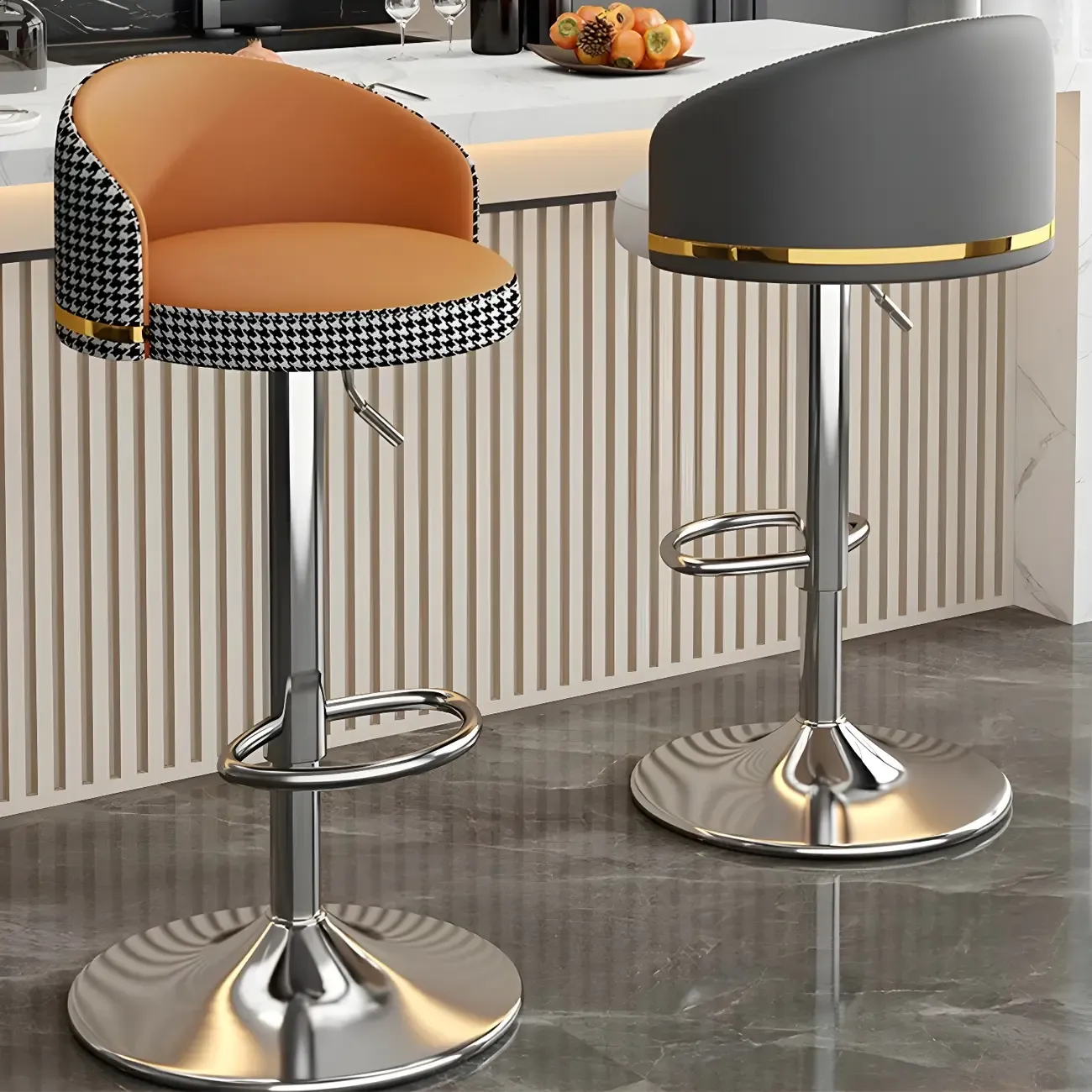 Modern Faux Leather Adjustable Luxury Bar Stool