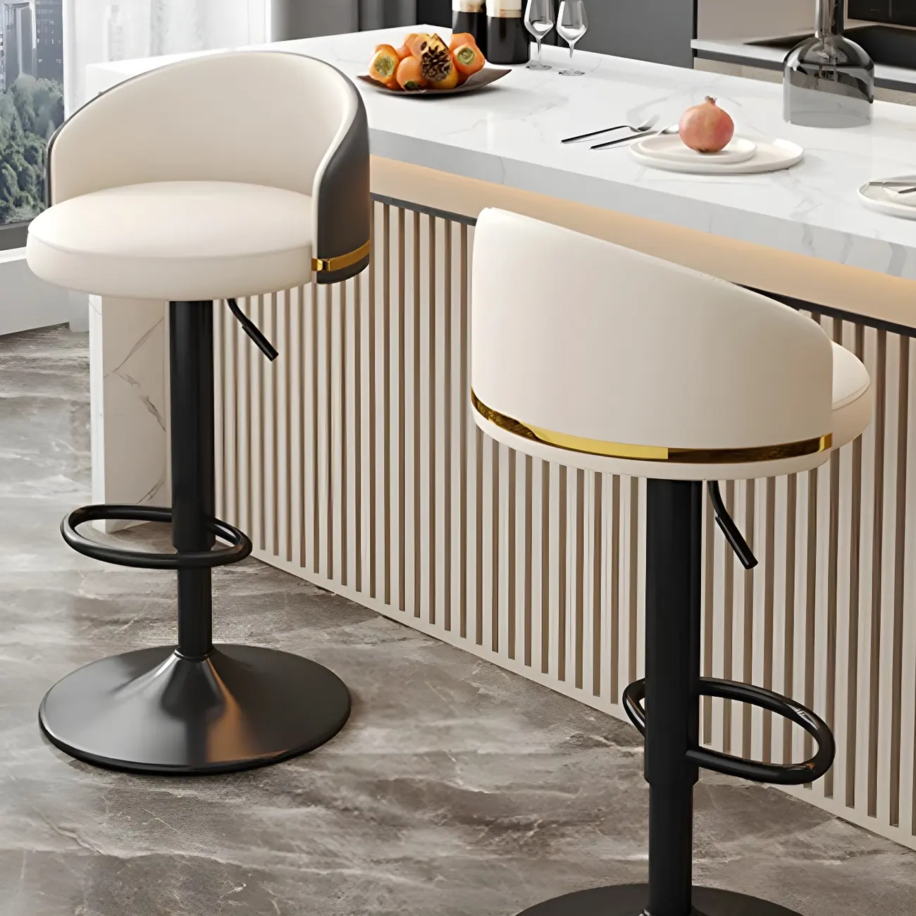 Modern Faux Leather Adjustable Luxury Bar Stool | homeyfad