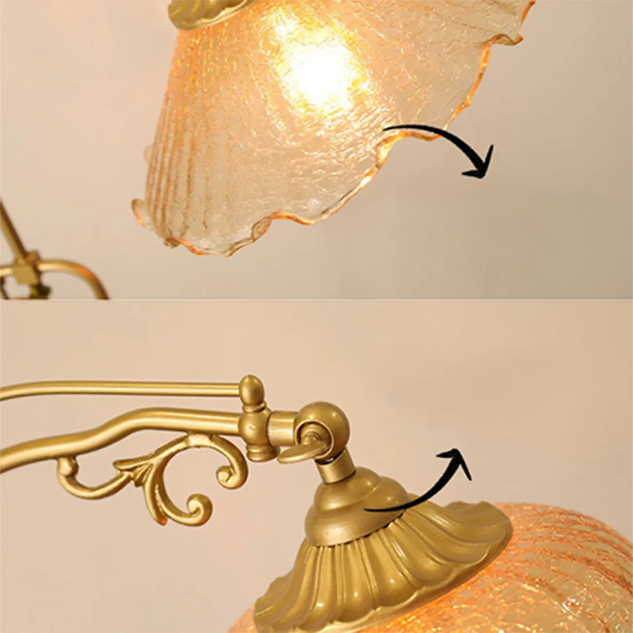 Plug-In Vintage Flower Shape Amber Glass Arc Floor Lamp Image - 10 | homeyfad