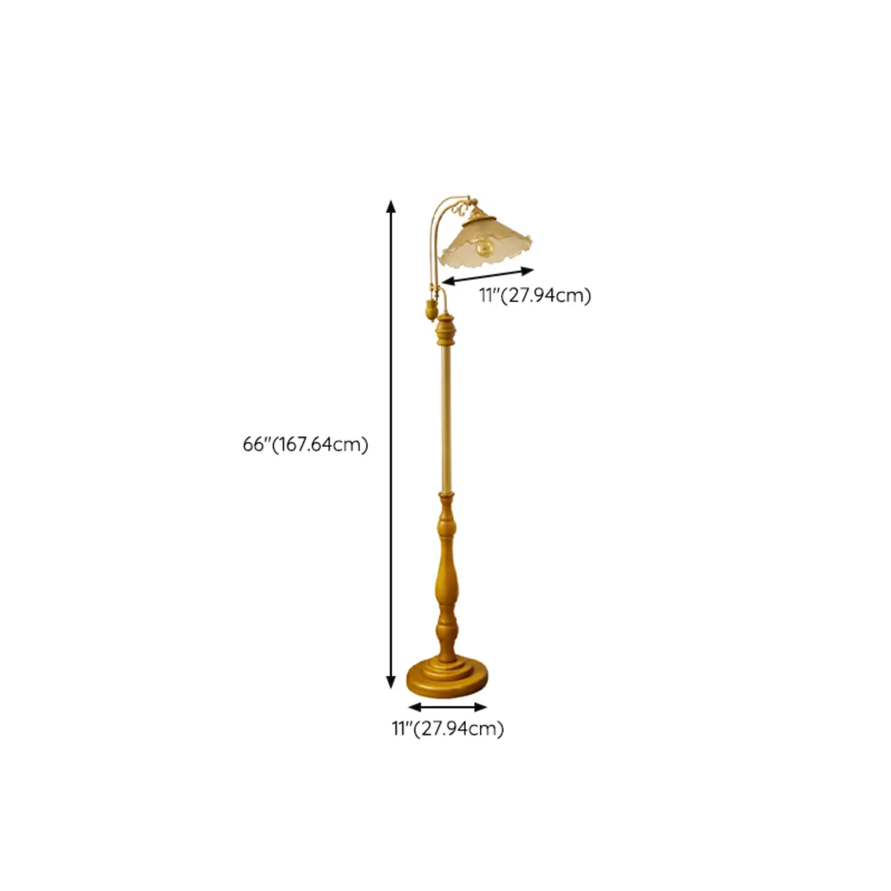 Plug-In Vintage Flower Shape Amber Glass Arc Floor Lamp #size | homeyfad