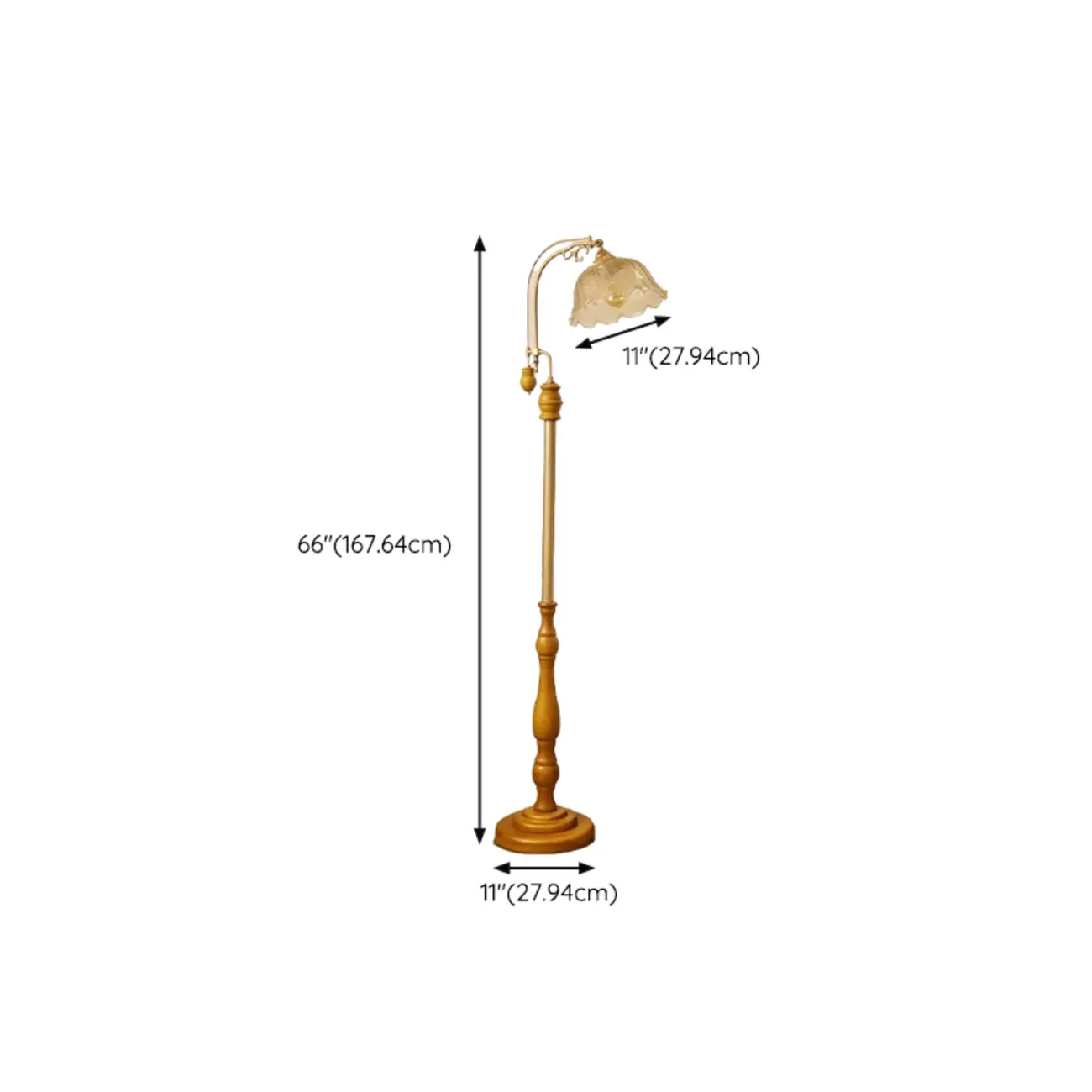 Plug-In Vintage Flower Shape Amber Glass Arc Floor Lamp Image - 15 | homeyfad