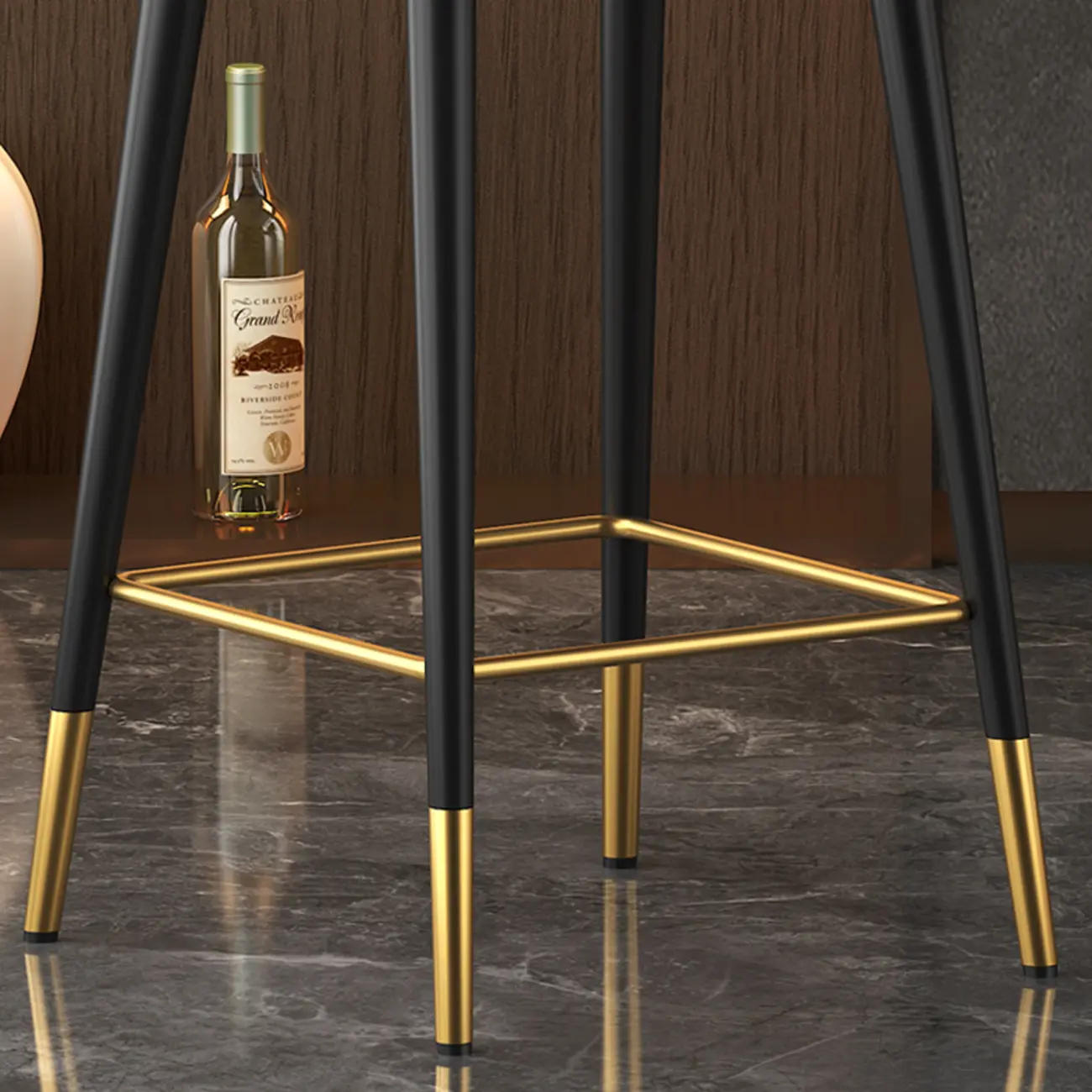 Art Deco Bucket Orange Leather Bar Stool with Back Image - 5 | homeyfad