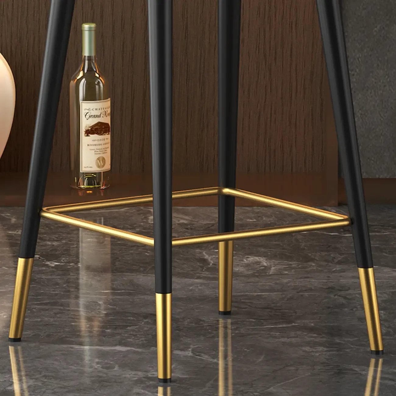 Art Deco Bucket Orange Leather Bar Stool with Back Image - 5