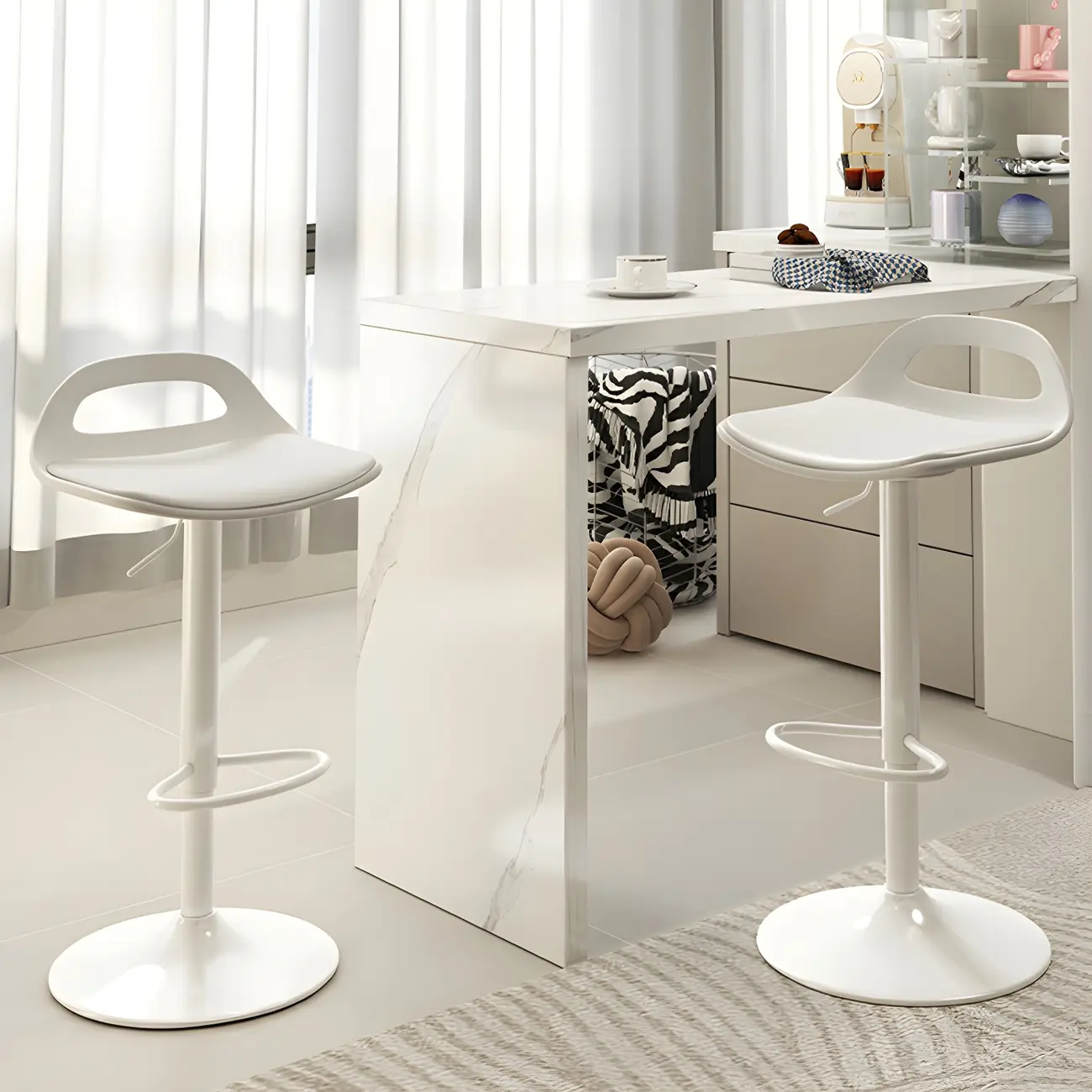 Minimalist Black-and-White Swivel Adjustable Bar Stools for Home Image - 1 | homeyfad