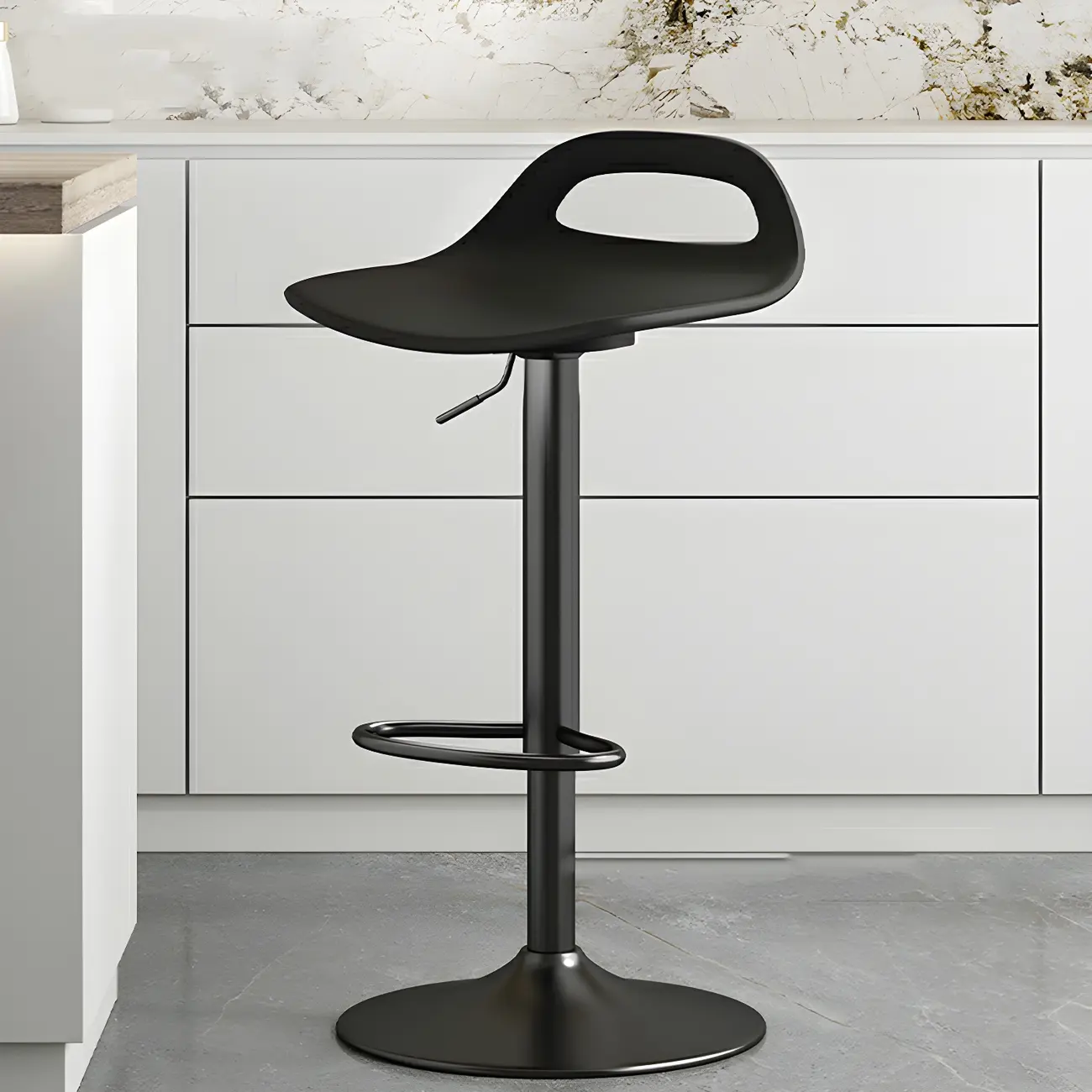 Minimalist Black-and-White Swivel Adjustable Bar Stools for Home Image - 2 | homeyfad