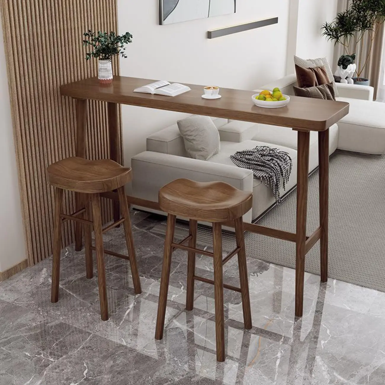 Rustic Brown Pine Trestle Bar Tables for Living Room Image - 1 | homeyfad