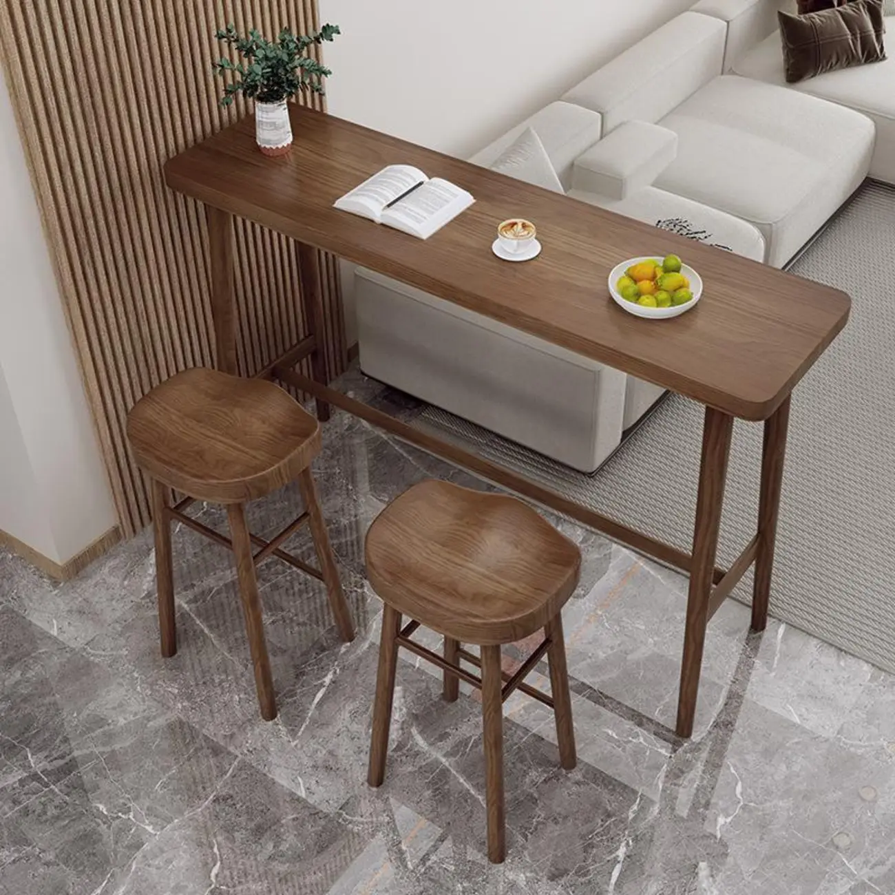 Rustic Brown Pine Trestle Bar Tables for Living Room Image - 2 | homeyfad