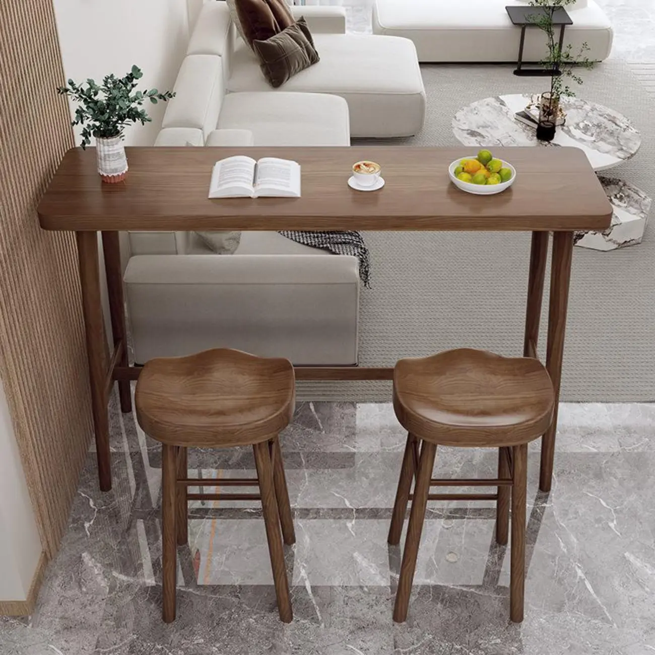 Rustic Brown Pine Trestle Bar Tables for Living Room Image - 3 | homeyfad