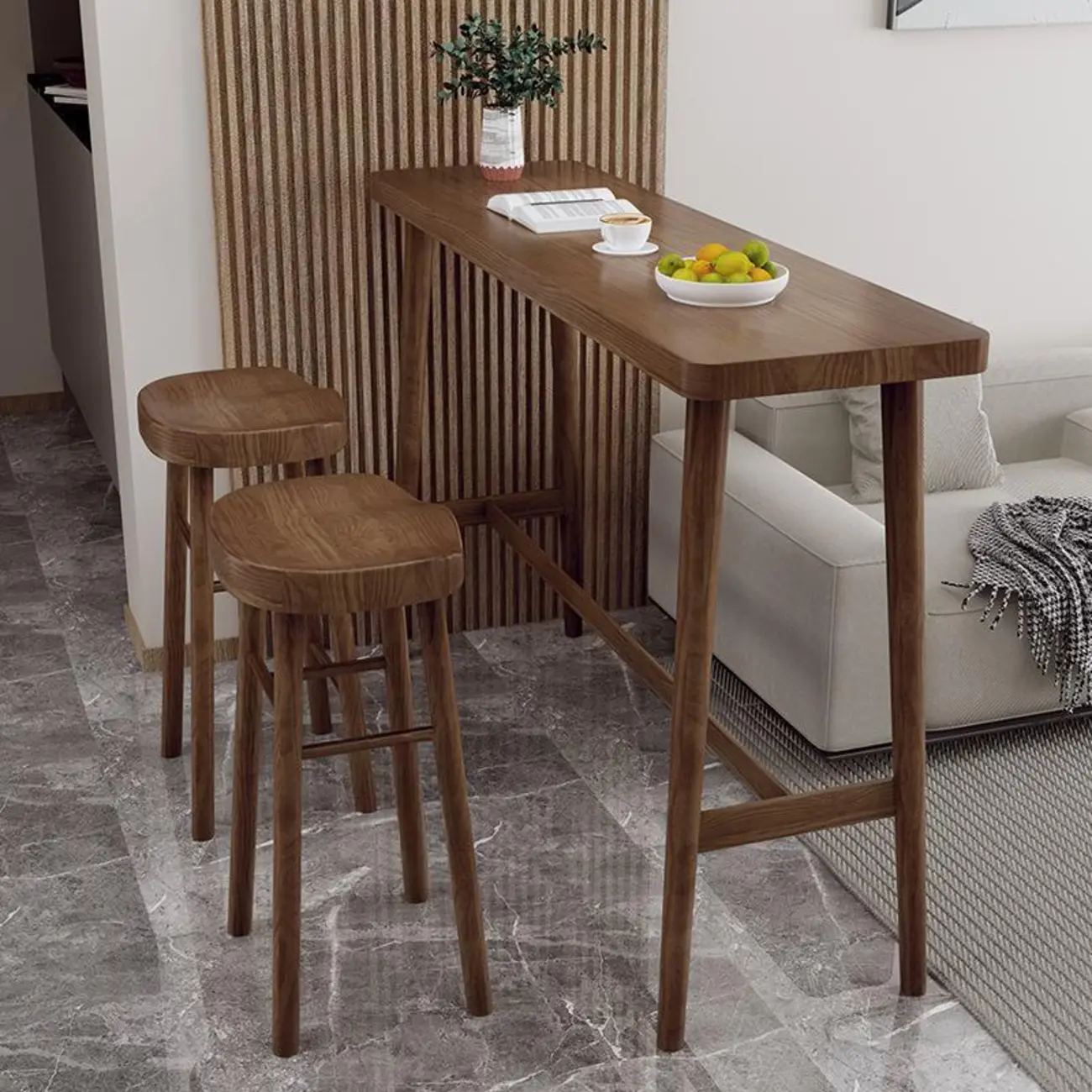 Rustic Brown Pine Trestle Bar Tables for Living Room Image - 4 | homeyfad